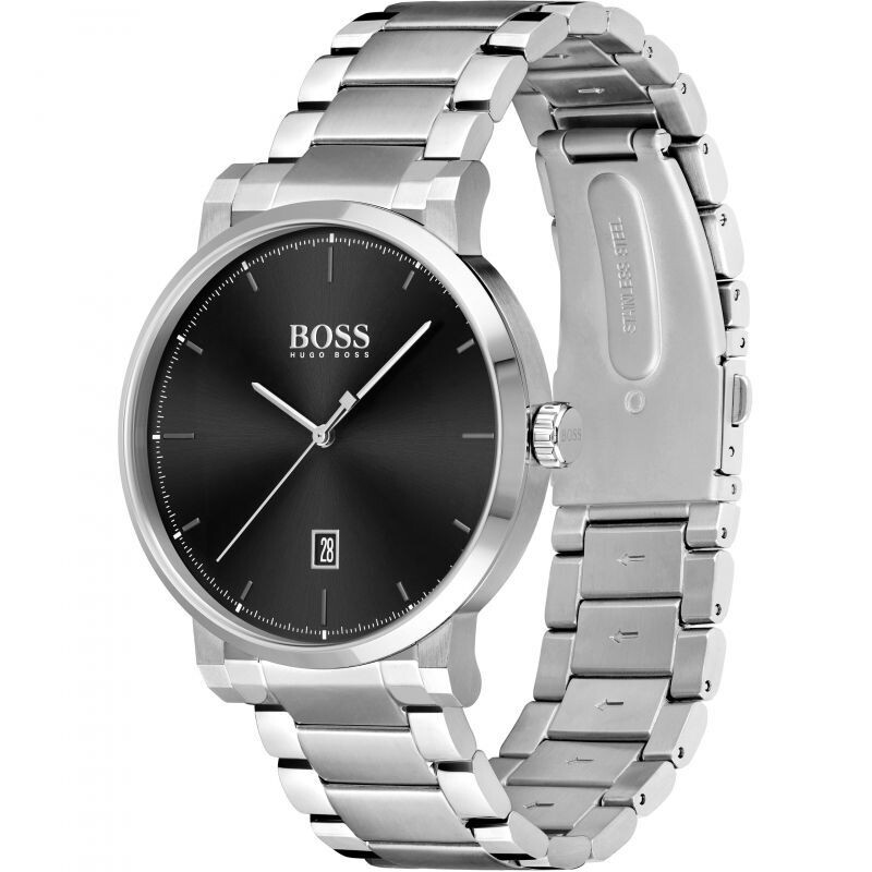 Hugo Boss 1570146 Men's Confidence E Steel Watch & Card Holder Set 2PC/ BLACK (BOX)