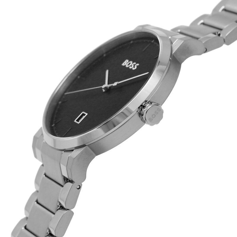 Hugo Boss 1570146 Men's Confidence E Steel Watch & Card Holder Set 2PC/ BLACK (BOX)