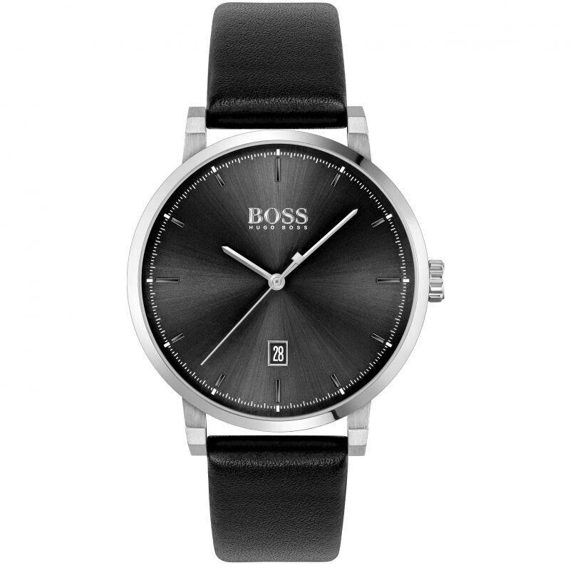 Hugo Boss 1570145 Men's Confidence D Leather Watch & Braided Leather Bracelet Set 2PC/ BLACK (BOX)