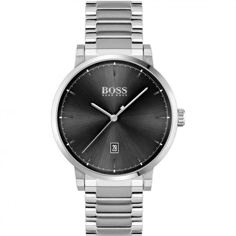 Hugo Boss 1570146 Men's Confidence E Steel Watch & Card Holder Set 2PC/ BLACK (BOX)