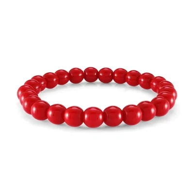 Italgem BB-228 Men's Genuine Red Ferrai Style Bead Stretch Bracelet