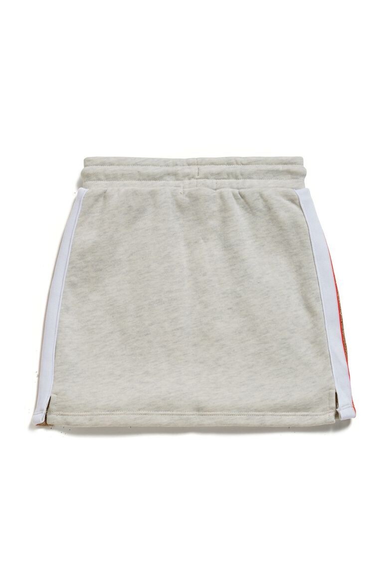 Hugo boss Girls beige skirt with a gold and a white stripe down the side and a pocket in the front J13101 – C19