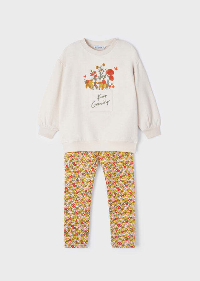 Mayoral 3839 3 Piece Set Pink Hoodie,Jogger and White T-shirt