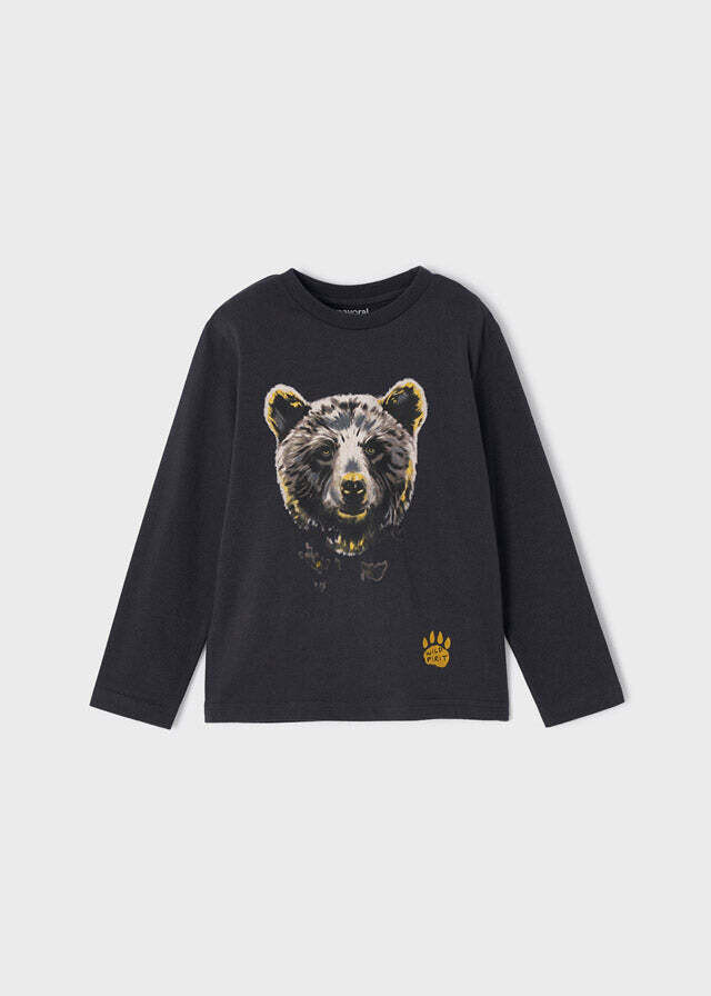 Mayoral 4006 Boy’s Long Sleeve Bear T-Shirt – Carbono