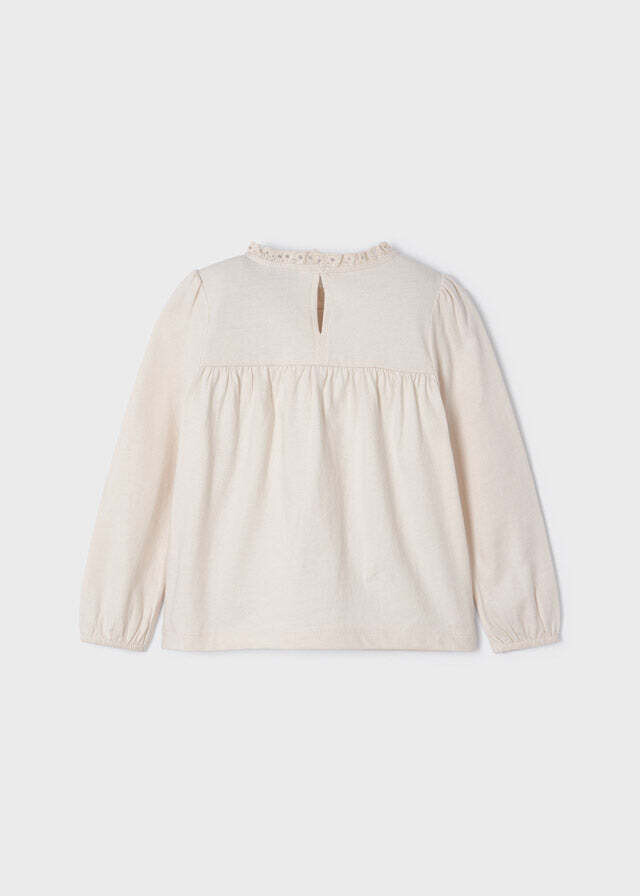Mayoral 4027 Girl's Long Sleeve Woven T-Shirt – Garbanzo