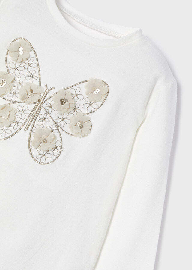 Mayoral 4093 Girl's Long Sleeve Butterfly T-Shirt – Crudo