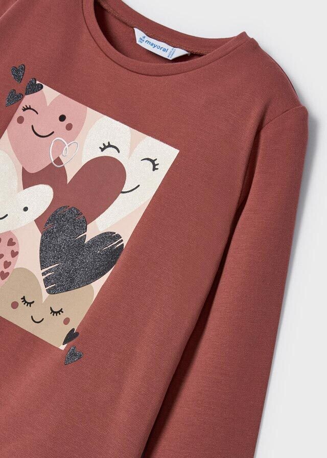 Mayoral 4034 Girl's Long Sleeve Smiley Heart T-Shirt – Masala