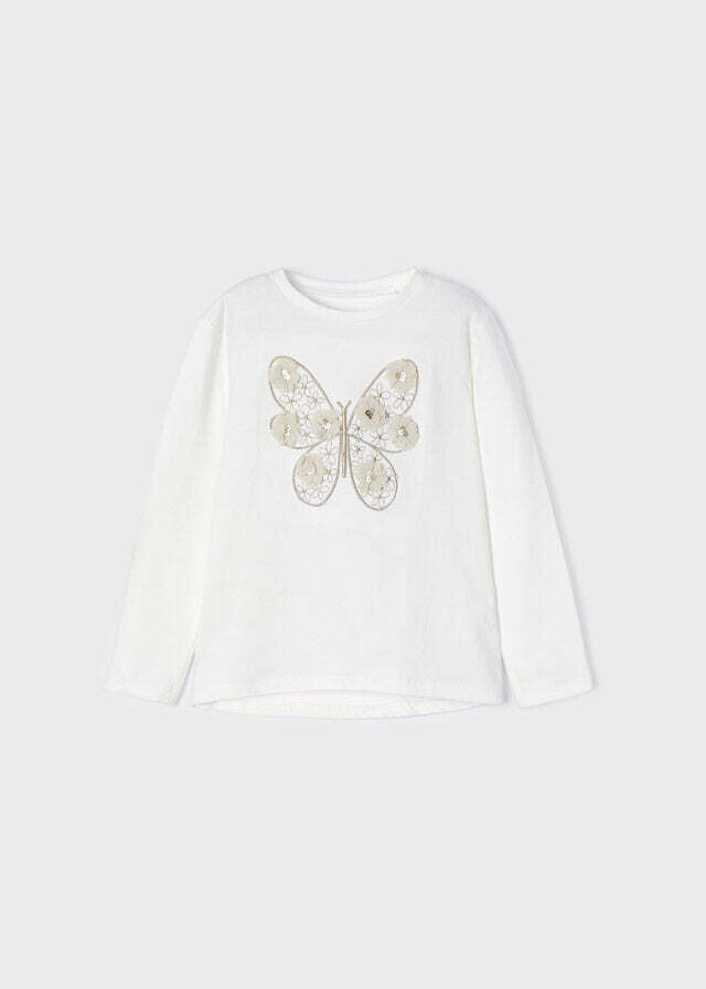 Mayoral 4093 Girl's Long Sleeve Butterfly T-Shirt – Crudo