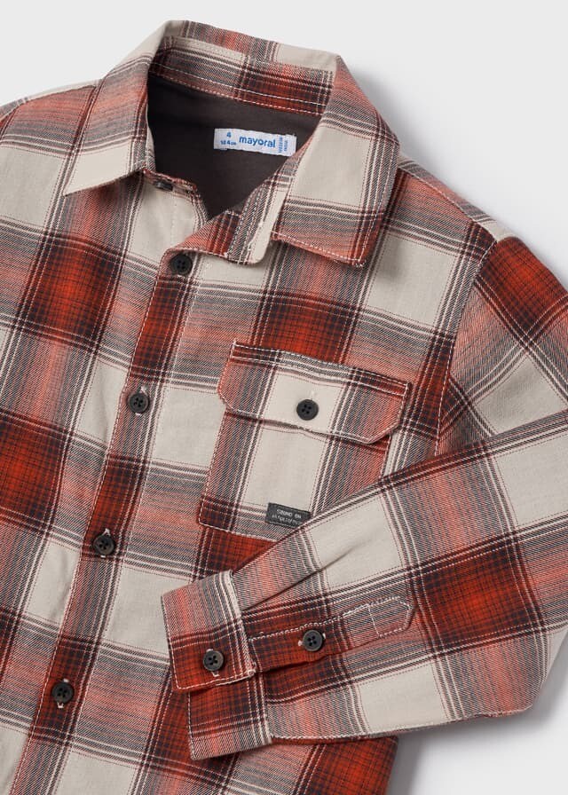 Mayoral 4183 Boy’s Long Sleeve Checked Flannel Shirt – Oxido