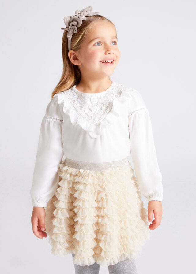 Mayoral 4191 junior girls white bohemian style blouse