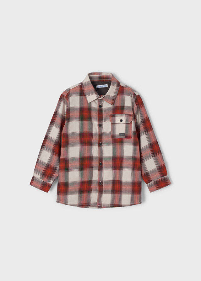 Mayoral 4183 Boy’s Long Sleeve Checked Flannel Shirt – Oxido