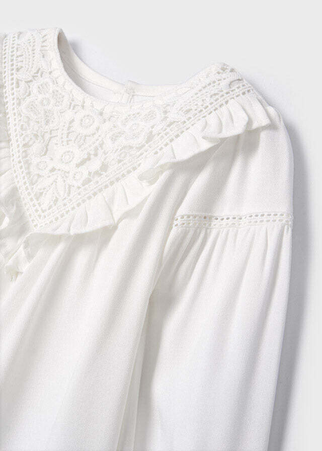 Mayoral 4191 junior girls white bohemian style blouse
