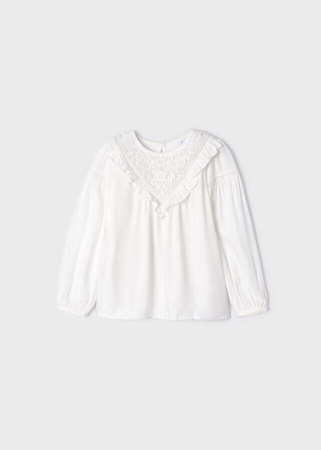 Mayoral 4191 junior girls white bohemian style blouse