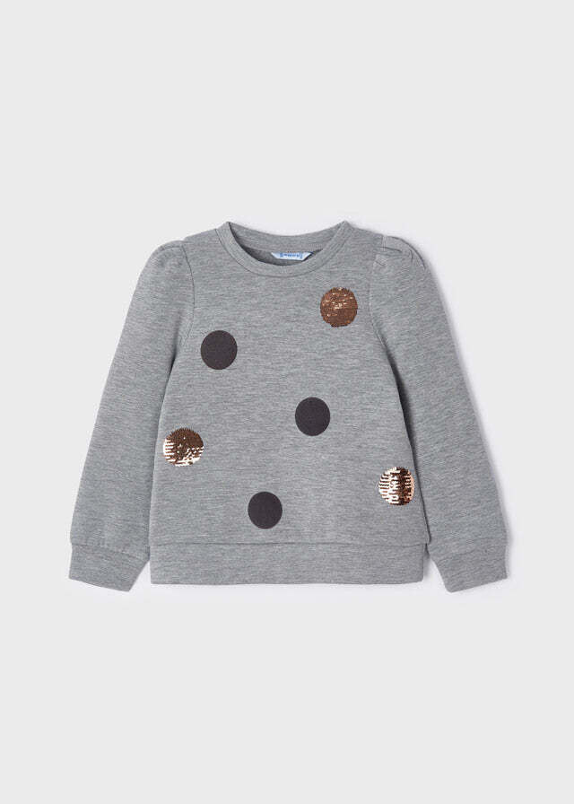 Mayoral 4475 Girl’s Long Sleeve Sequin Polka Dot Pullover Sweater