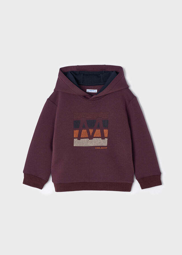 Mayoral 4448 junior boys maroon coloured hoodie with embroidered M design