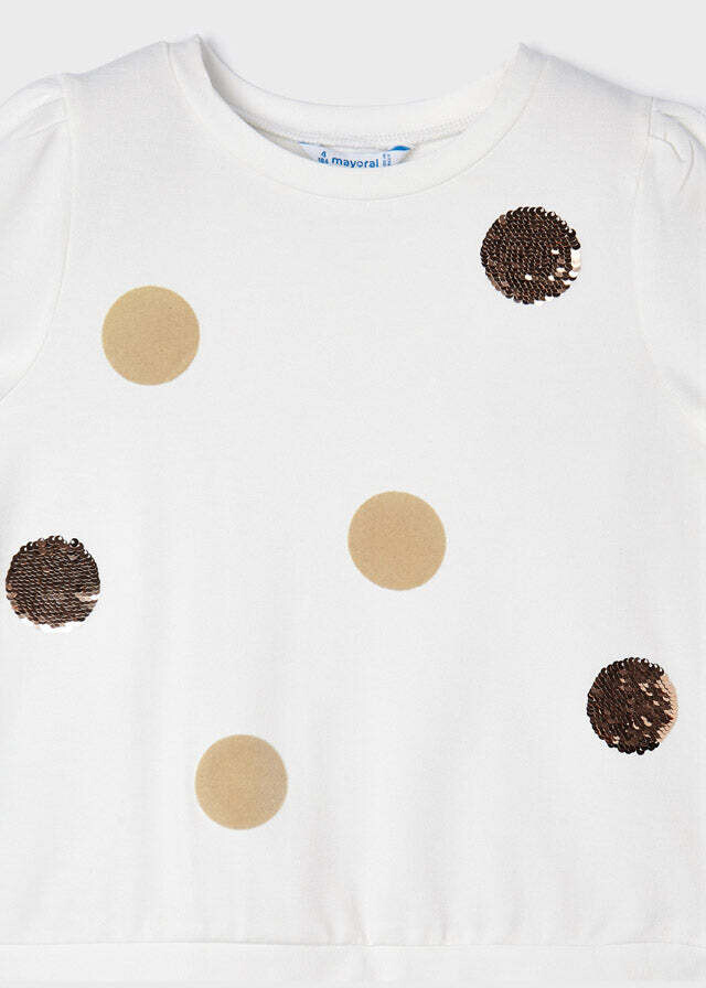 Mayoral 4475 Girl’s Long Sleeve Sequin Polka Dot Pullover Sweater