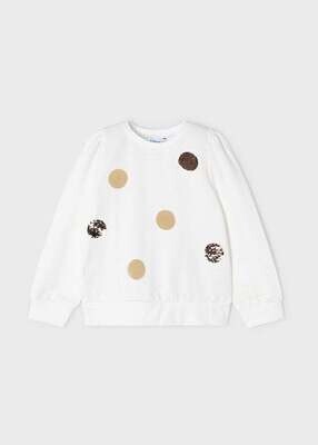 Mayoral 4475 Girl’s Long Sleeve Sequin Polka Dot Pullover Sweater