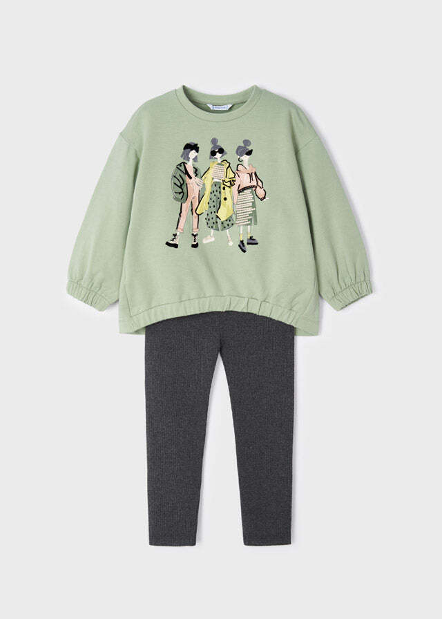 Mayoral Girl's Sweatshirt and Faux Suede Leggings Set - Mayoral - Mayoral  Fall Winter 2022/23