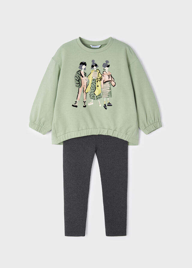 Mayoral 4772 Girl's Long Sleeve Sweater & Leggings Set 2PC – Menta