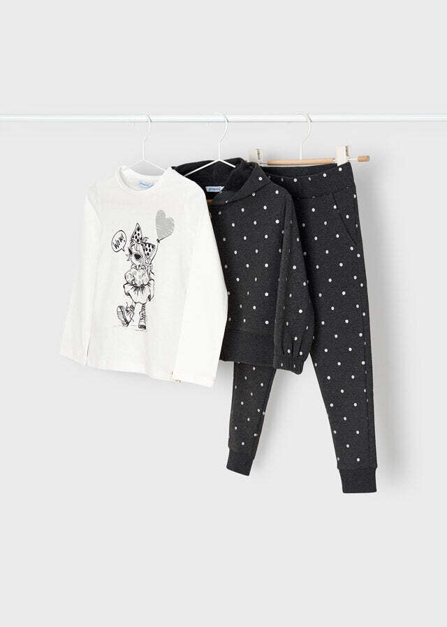 Mayoral 4856 Girl's Long Sleeve T-Shirt, Hoodie & Jogger Tracksuit Set 3PC