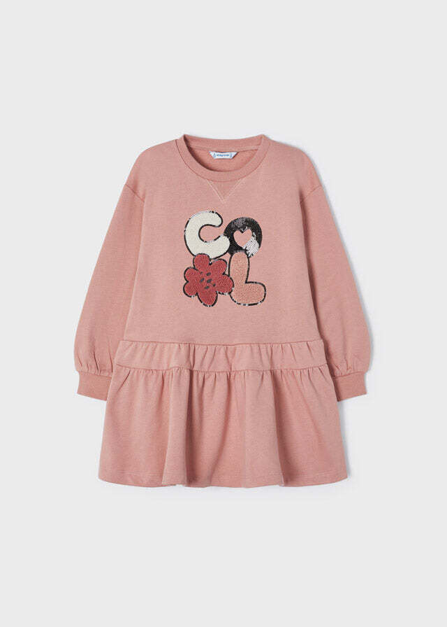 Mayoral 4973 Girl's Long Sleeve Cool Ruffle Sweater Dress