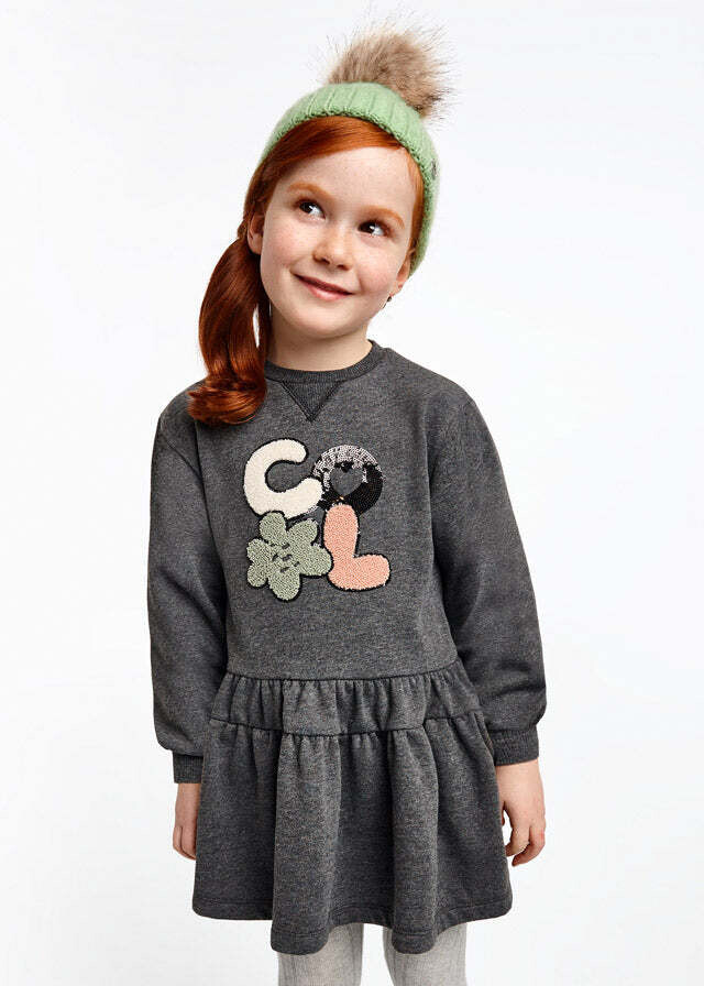 Mayoral 4973 Girl's Long Sleeve Cool Ruffle Sweater Dress