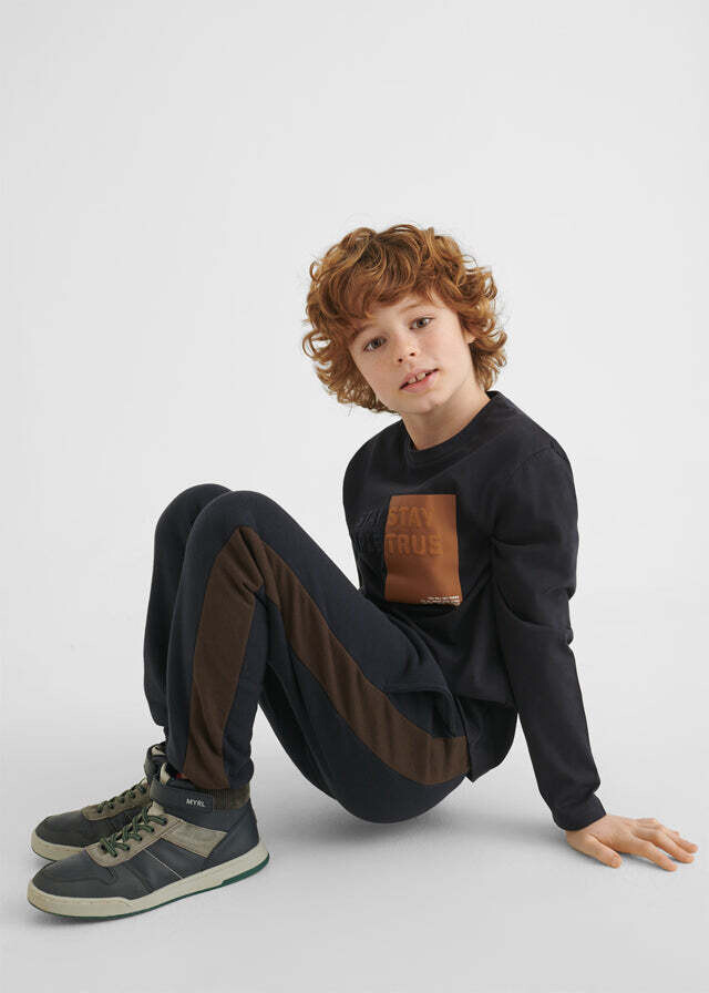 Nukutavake 7001 Boy's Long Sleeve “Stay Simple, Stay True” T-Shirt – Dark Navy