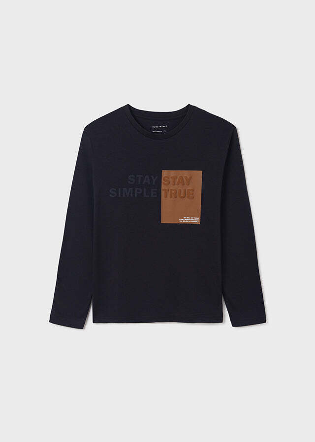 Nukutavake 7001 Boy's Long Sleeve “Stay Simple, Stay True” T-Shirt – Dark Navy