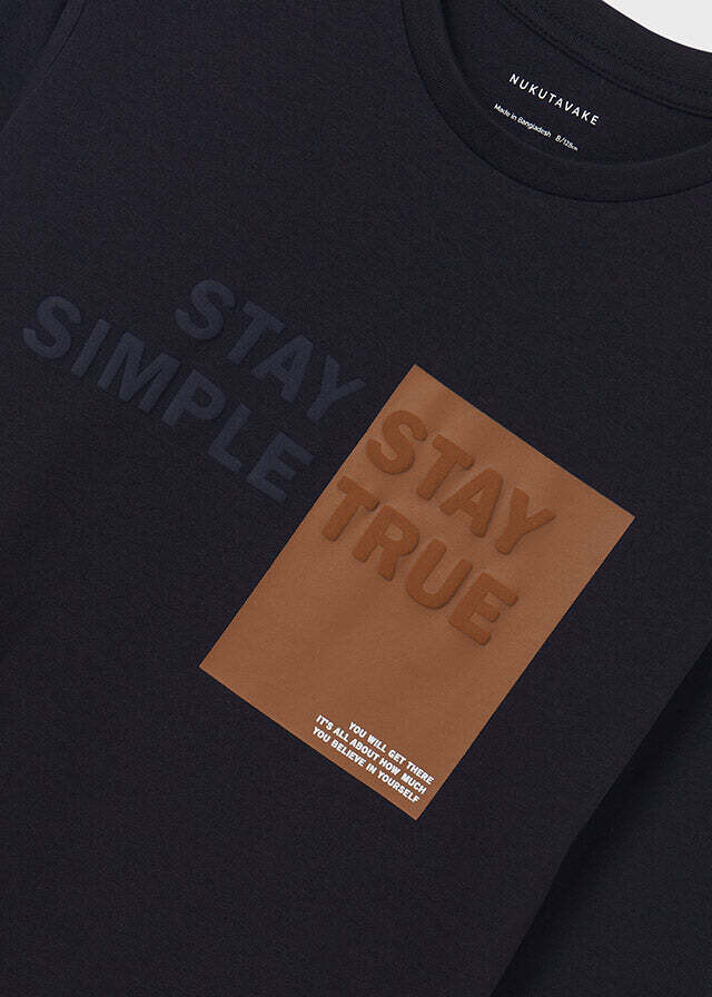 Nukutavake 7001 Boy's Long Sleeve “Stay Simple, Stay True” T-Shirt – Dark Navy