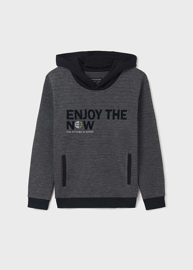 Nukutavake 7451 Boy's Long Sleeve ''Enjoy the Now'' Pullover Hoodie – Negro