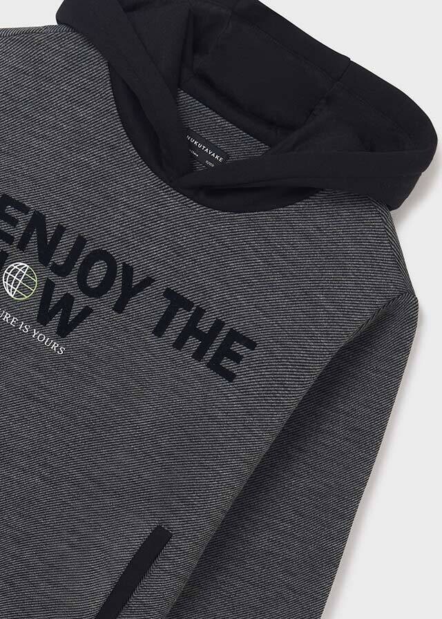 Nukutavake 7451 Boy's Long Sleeve ''Enjoy the Now'' Pullover Hoodie – Negro