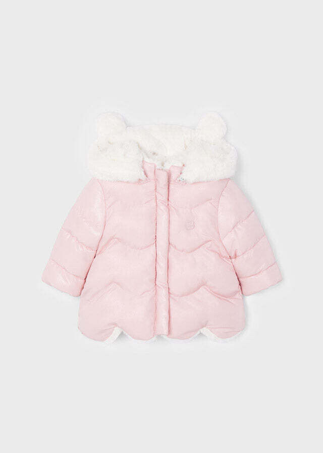 Mayoral 2498 Baby Girl’s Long Sleeve Reversible Faux Fur Hooded Jacket – Rosa Baby