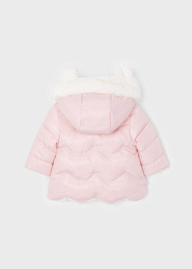 Mayoral 2498 Baby Girl’s Long Sleeve Reversible Faux Fur Hooded Jacket – Rosa Baby