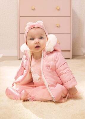 Mayoral 2498 Baby Girl’s Long Sleeve Reversible Faux Fur Hooded Jacket – Rosa Baby