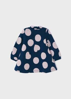 Mayoral 2952 Baby Girl’s Long Sleeve Knit Heart & Polka Dot Dress – Noche