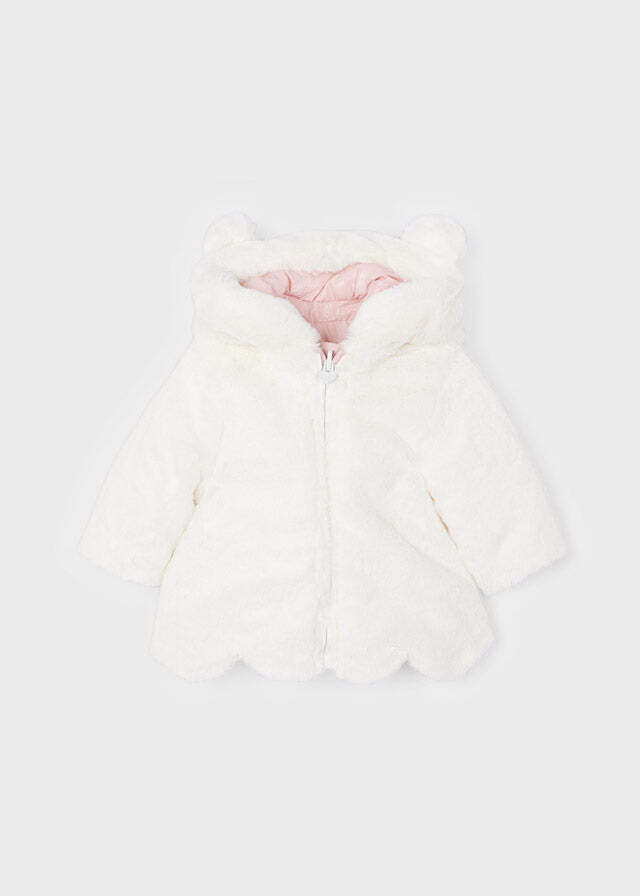 Mayoral 2498 Baby Girl’s Long Sleeve Reversible Faux Fur Hooded Jacket – Rosa Baby