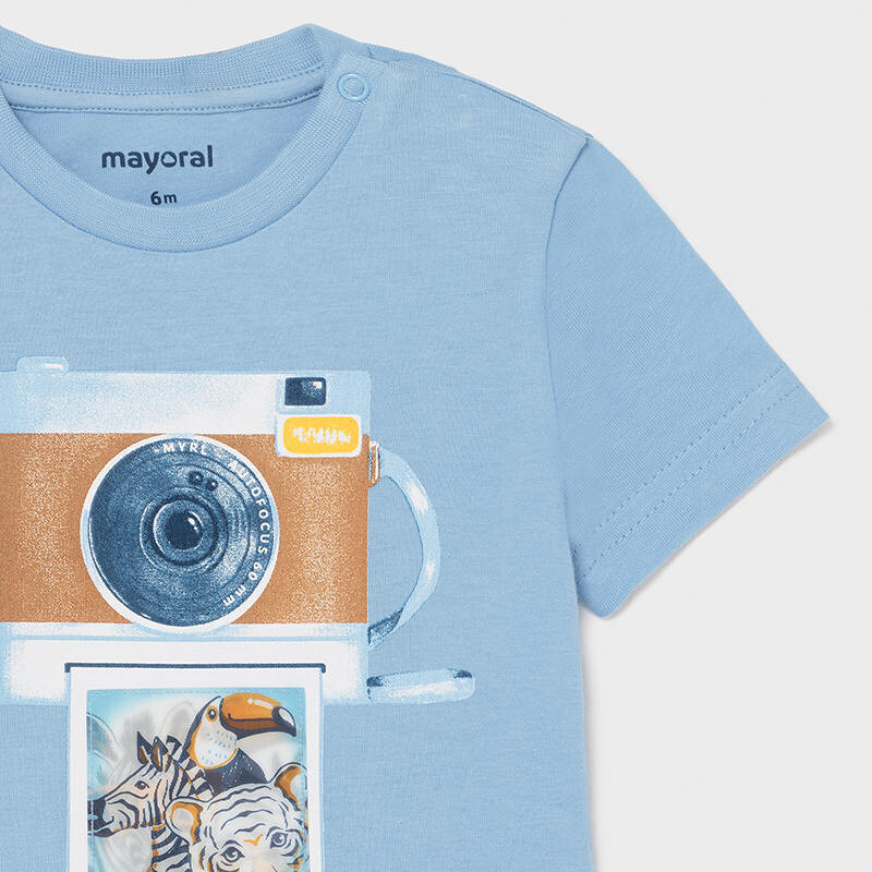 Mayoral 1003 Baby Boy’s T-Shirt Light Blue & Short Brown Set 2PC