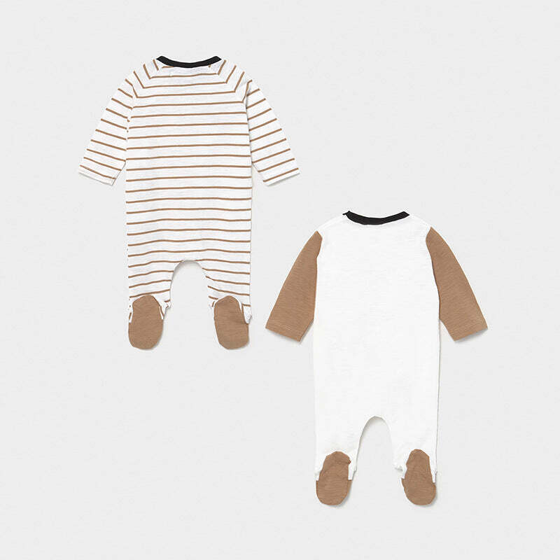 Mayoral 1635 Baby Boy’s Puppy & Stripes Onesie – Caramel