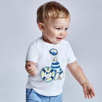 Mayoral 1007 Baby Boy’s 6M T-Shirt White & Jean Blue Set 2PC
