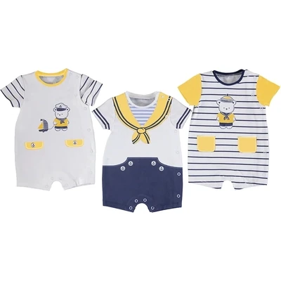 Mayoral 1629 Baby Boy Onesie White/Navy Sailor w/ Yellow Collar