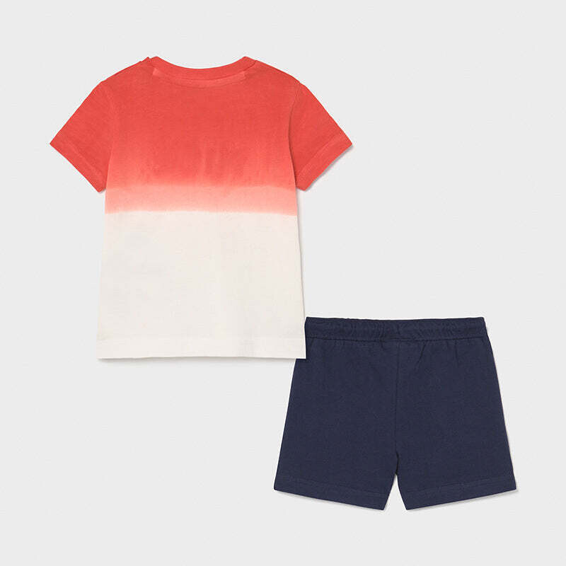 Mayoral 1669 Baby Boy T-shirt Red Fade & Short Blue Set