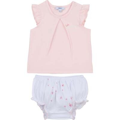 Hugo Boss J98321/S01 Baby Girl T-shirt Pink & Diaper Cover White Set