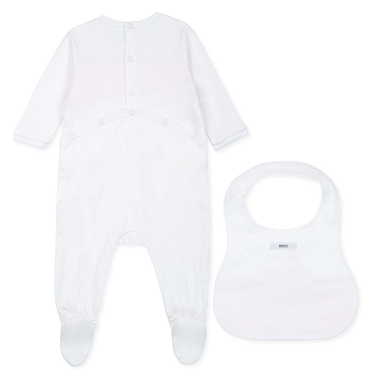Hugo Boss J98317/10B Baby Girl Onesie & Bib White/Pink Set