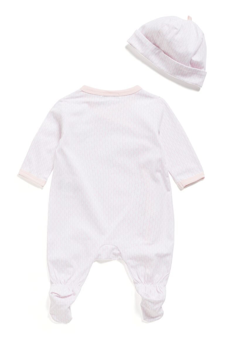 Hugo Boss J98322/44L Baby Girl Onesie & Hat Pink w/ Sparkle Lettering Set