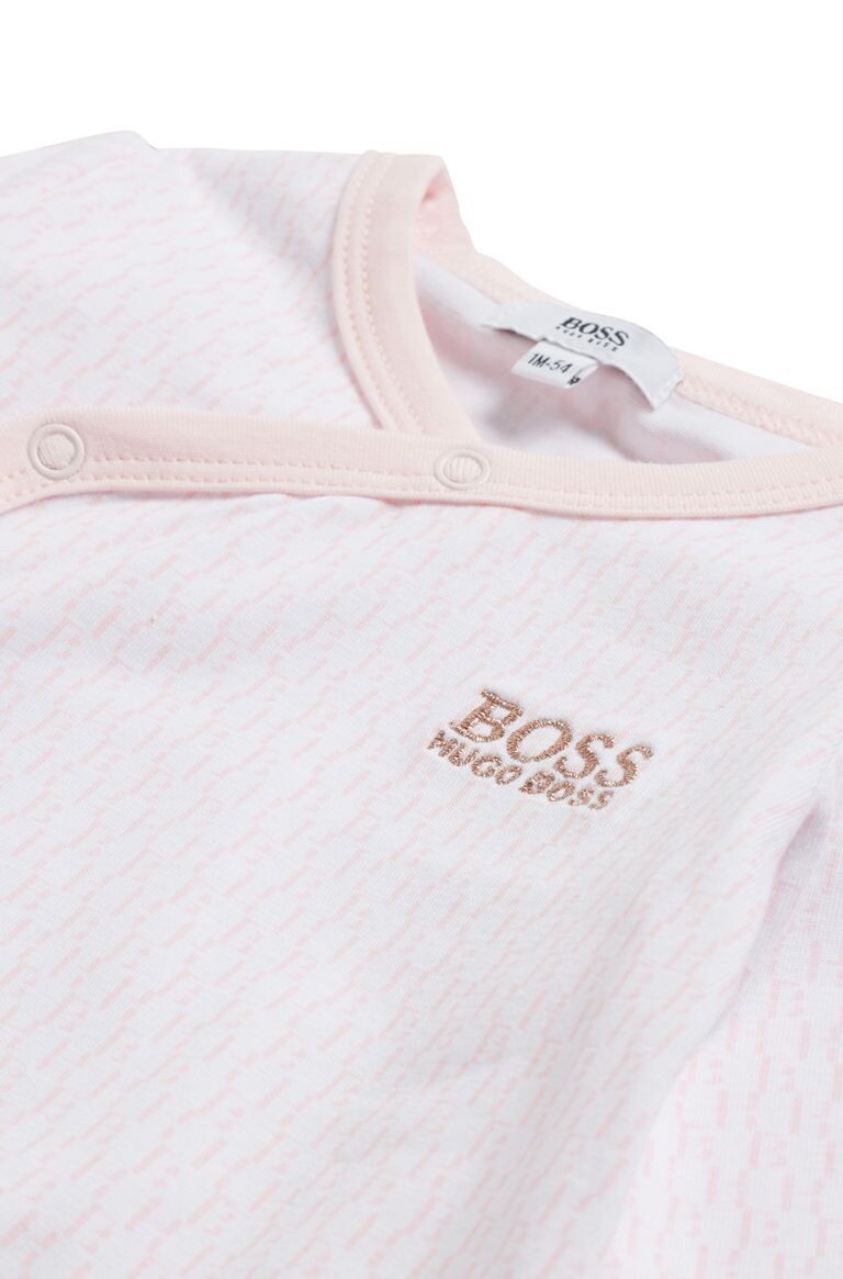 Hugo Boss J98322/44L Baby Girl Onesie & Hat Pink w/ Sparkle Lettering Set