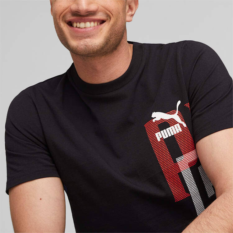 Puma 538187 01 Mens Black with White & Orange Design T-Shirt
