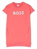 Hugo Boss J12224 Girl's SS "BOSS" Logo Sweater Dress /POPPY