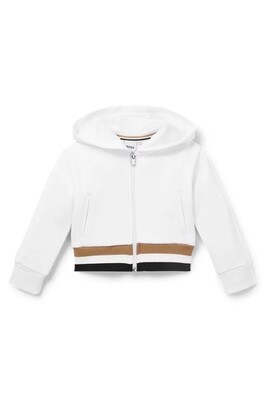 Hugo Boss J15471 Girl's LS Back Logo Zip-Up Hoodie /WHITE