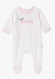 Hugo Boss “little Boss” pink paw print onesie with feet for baby girl J97184/10B