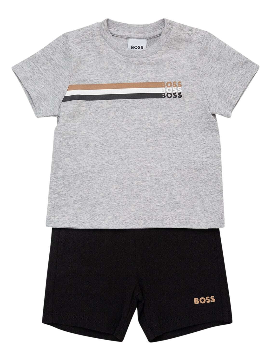 Hugo Boss J08080 Baby Boy's SS T-Shirt & Shorts Set 2PC /CHINE GREY, Size: 6M